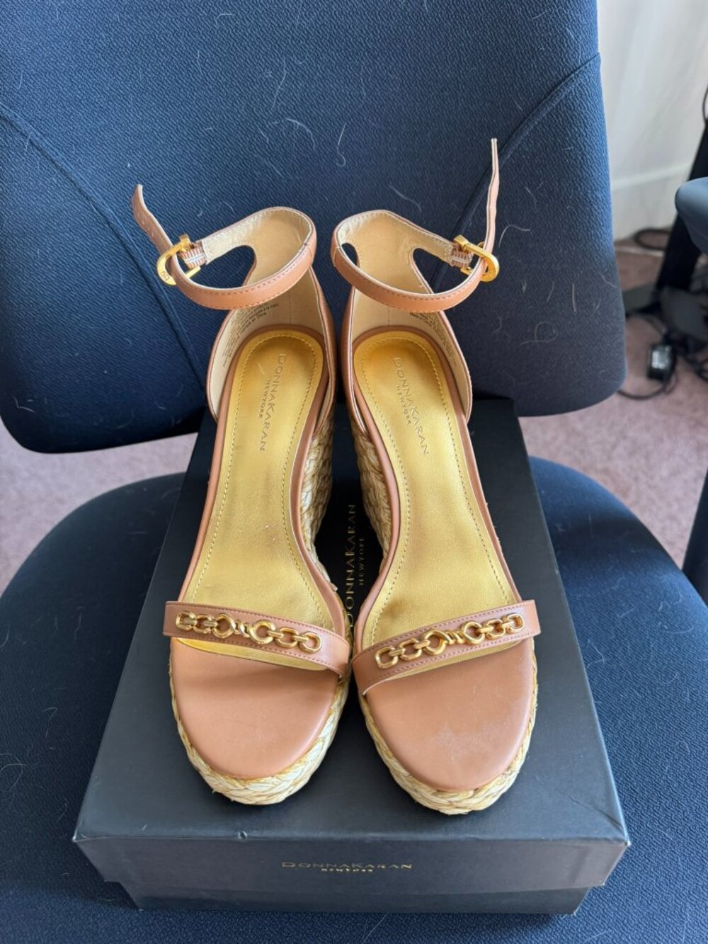 Donna Karan Light Brown/Tan"Yulissa" Strappy Espadrille.  Size 8.  New with box.